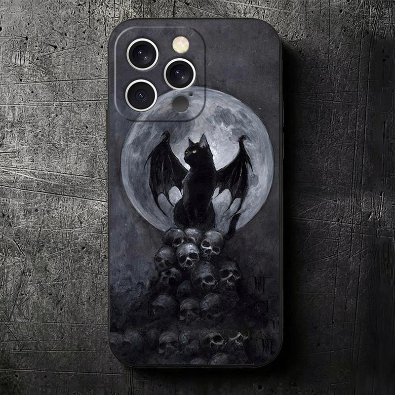 Black Cat Witch Aesthetics Soft Phone Case for iPhone 16 16E 17 Air 15 Pro Max 14 Plus 13 Mini 11 12 7 Black Cover Back Shell