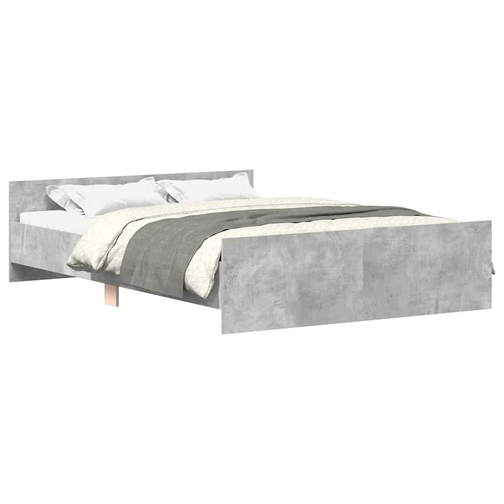 Bed Frame with Headboard and Footboard Concrete Grey 120 x 200 cm