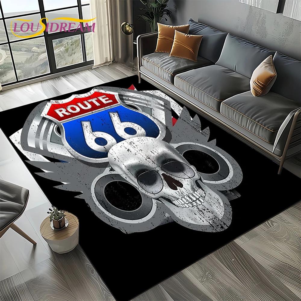 Route 66 Retro America Historic Mother Road,mãe EstradaCarpet Rug for Living Room Bedroom Home Sofa,Area Rug Non-slip Floor Mat