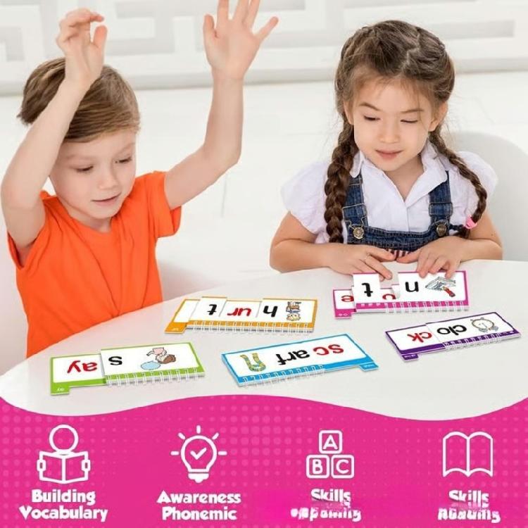 Interactive Phonics Flip Cards Flip Book Set For Kids Featuring Word Families And Colorful Color To Stimulate Learning