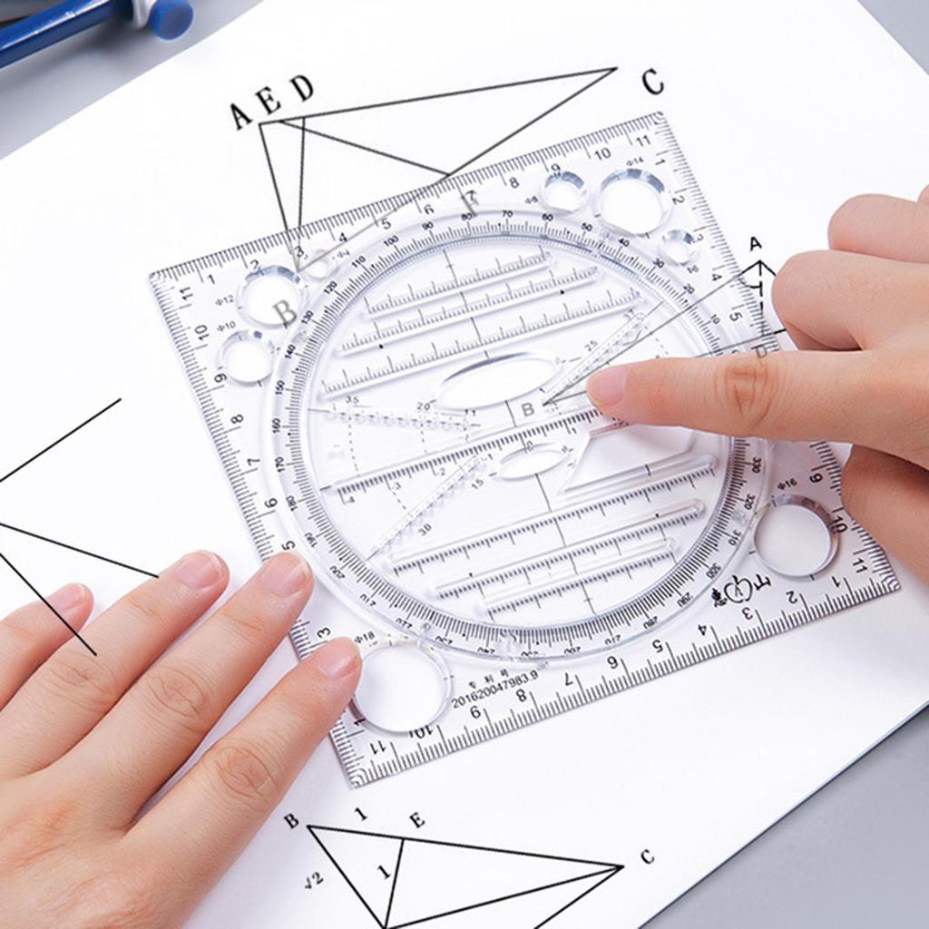 Versatile Geometric Round Drawing Ruler Table for Drafting Student Template Measuring