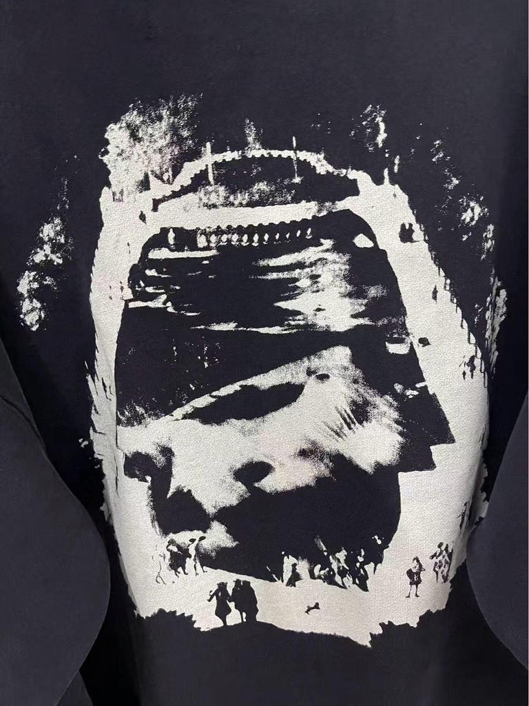 Rich Kids Vintage Poet Print Hoodie - Washed Trendy Style
