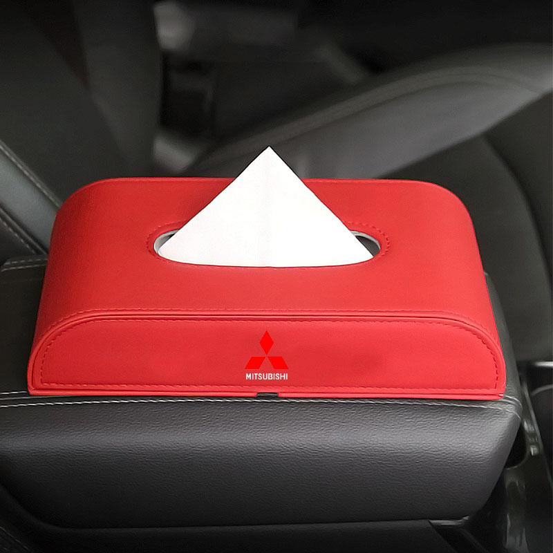 Car Tissue Box Holder Armrest Box Storage Case For Mitsubishi Outlander Lancer 10 9 ASX RALLIART Eclipse L200 Pajero