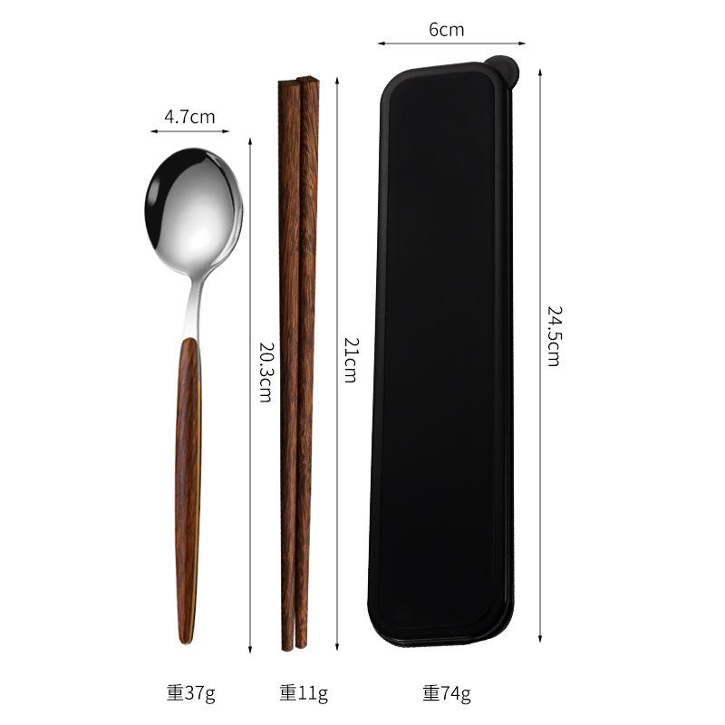 

3Pcs Stainless Steel Portable Cutlery Set Spoon Fork Chopsticks Student Travel Korean Style Portable Cutlery Set Kitchen Supplie