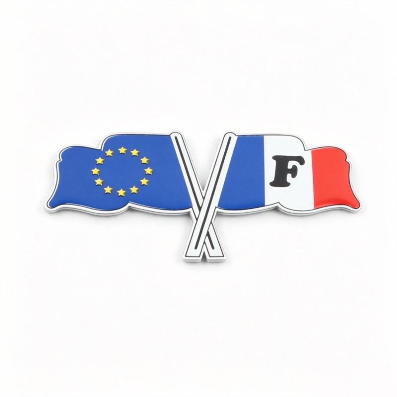 Französische Nationalflagge Aluminiumlegierung Namensschild 3D Metall Autoaufkleber Flagge Kratzschutz Aufkleber Auto Personalisiertes Dekoratives Hecketikett