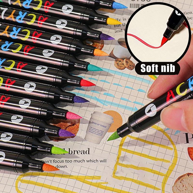 Nieuwe Professionele Kunst Gebruik 48/72-Kleuren Acrylverf Markers Dubbele Punt Fijne En Kwastpunt Pennen, Geschikt Voor Steen Hout Kalligrafie
