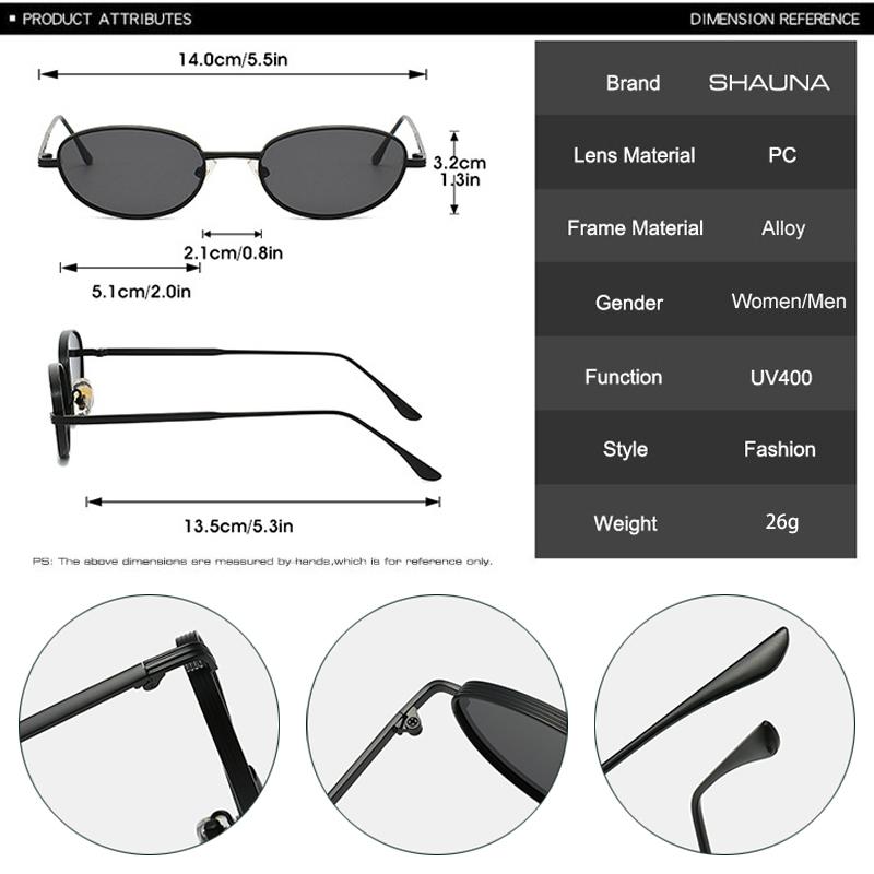 Vintage Oval Metal Women Sunglasses Shades UV400 Fashion Gradient Shades UV400 Men Punk Sun Glasses