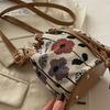 Women's Bucket Bag with Bright Flower Pattern and Adjustable Drawstring Messenger Bag, Suitable for Beach Tourism Parties