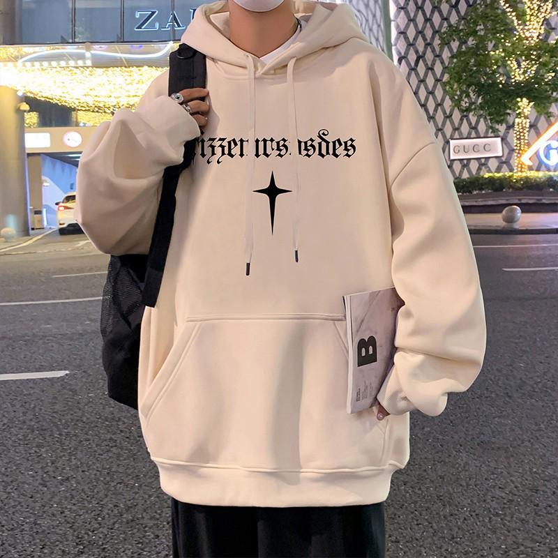 

Men s American Retro Plus Velvet Hooded Sweatshirt - Autumn/Winter Oversize Hong Kong Style Trendy Jacket for Couples Small білий