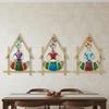 Set of 3 Rajasthani Hut Musicians Wall Hangings for Home Decoration, Metal Wall Art Frame Multicolor Wall Sculpture for Living Room (25L X 2W X 31H)