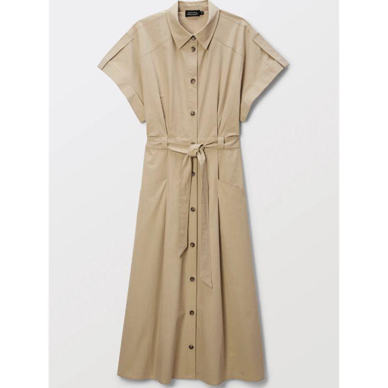 Real Foreign Trade Surplus Order German Woven Cotton Official Website Summer Xinkun Women Waist Hugging Shirts Single-Breasted Dress