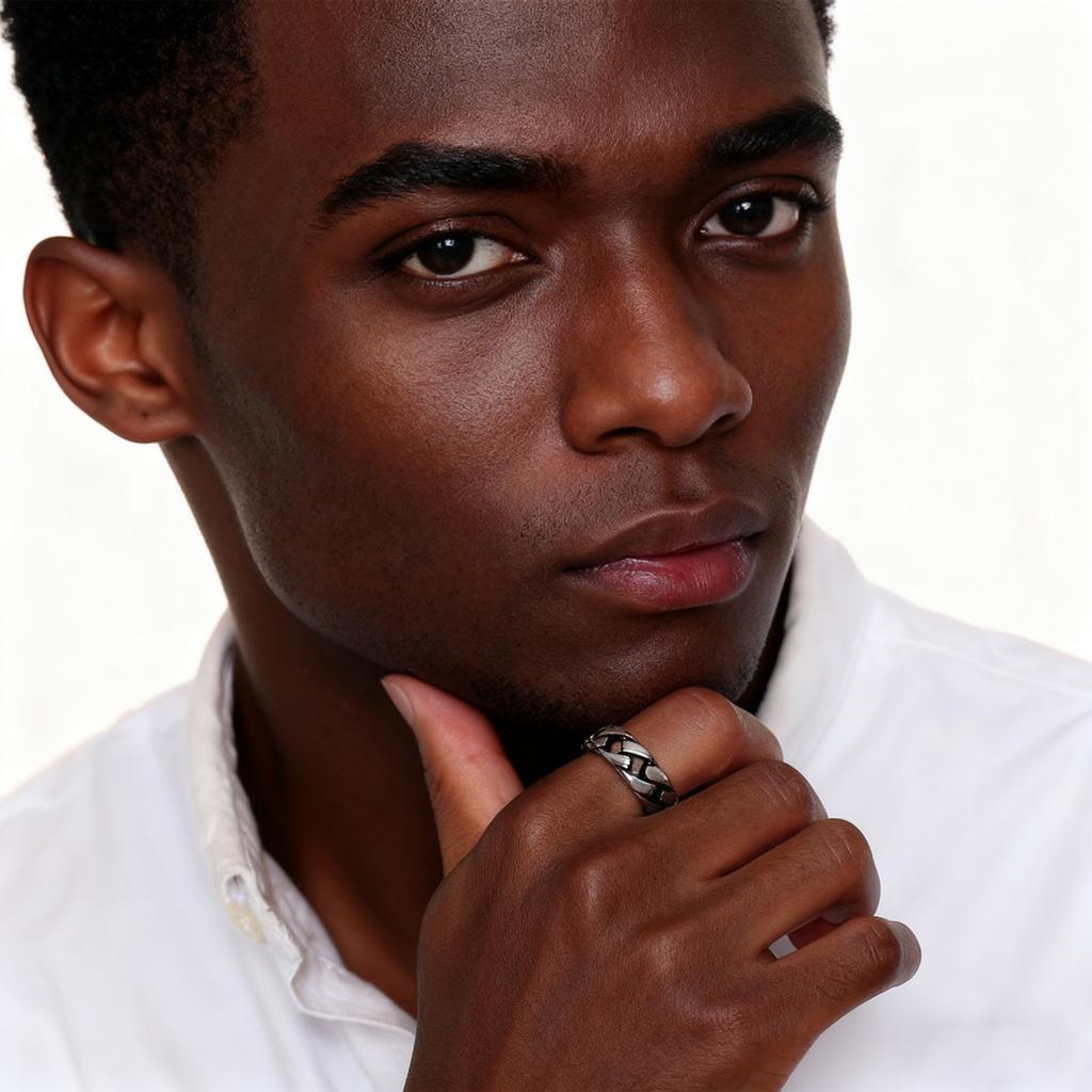 7MM Chain Ring for Men Boy,Stainless Steel Miami Curb Link Ring,Stylish Hip Hop Jewelry Gifts