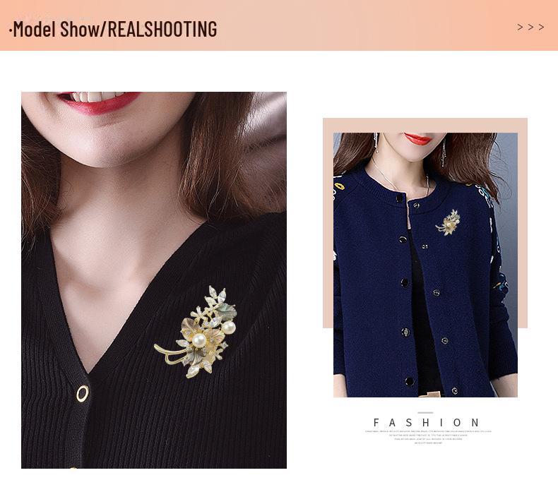 Elegant Pearl & Zircon Rose Brooch Corsage