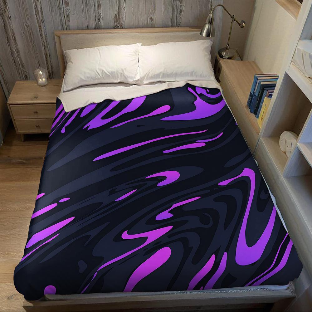 Neon Purple Swirl Flannel Blanket Warm Soft Halloween Christmas Couch Warm Cozy Decorative Decor Gift for All Season