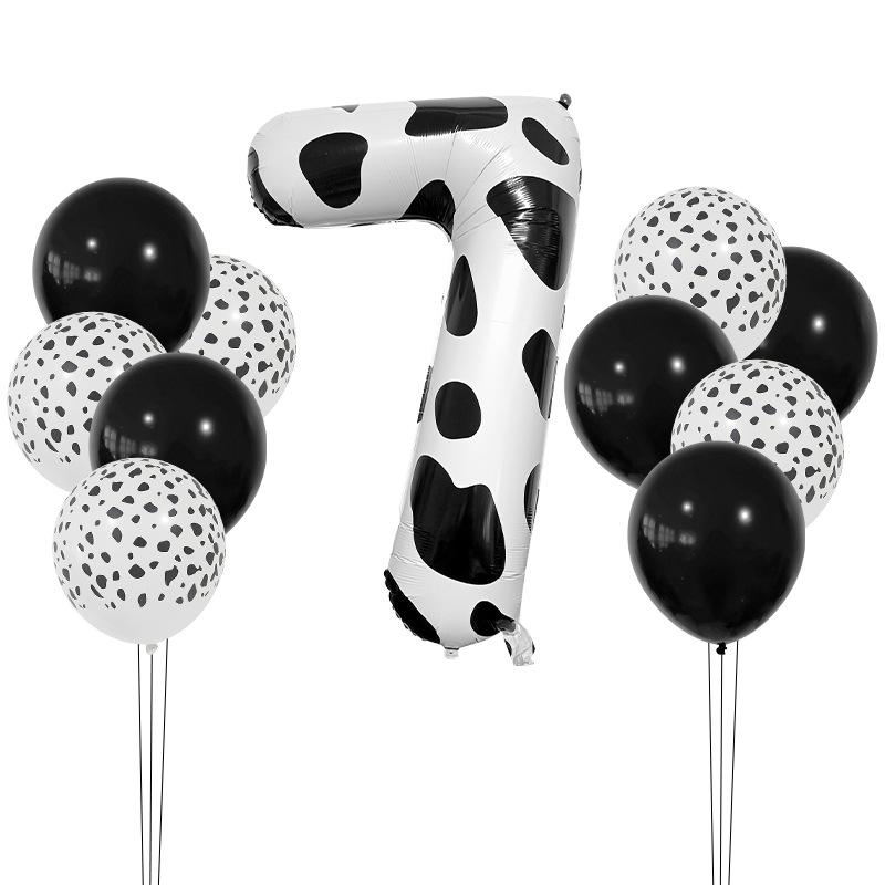 Cow Jungle Theme Balloon Set 40 Inch Black And White Digital Latex Balloon Decoration Birthday Party Decoration Photo