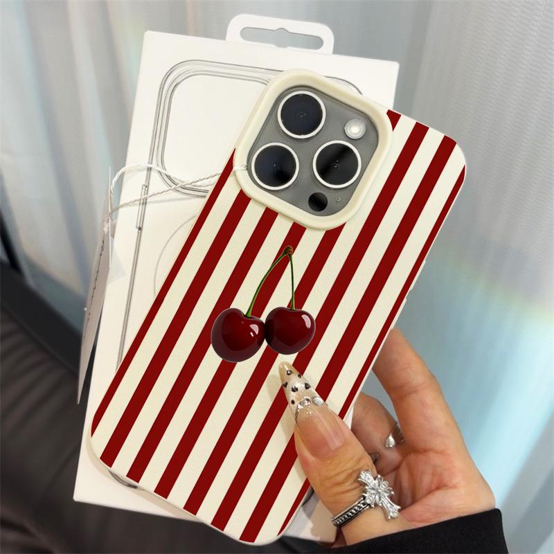 Custodia per Telefono Ciliegie Retro Per iPhone 15 14 13 17 16 12 11 Pro Max Per iPhone Air 14 16 15 Plus XR XS X Copertura Protettiva in Silicone
