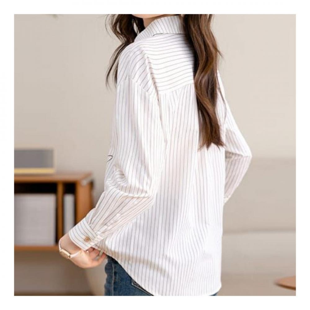 Navava Men S Art Stripe Long Sleeve Collar Shirt Nb1843