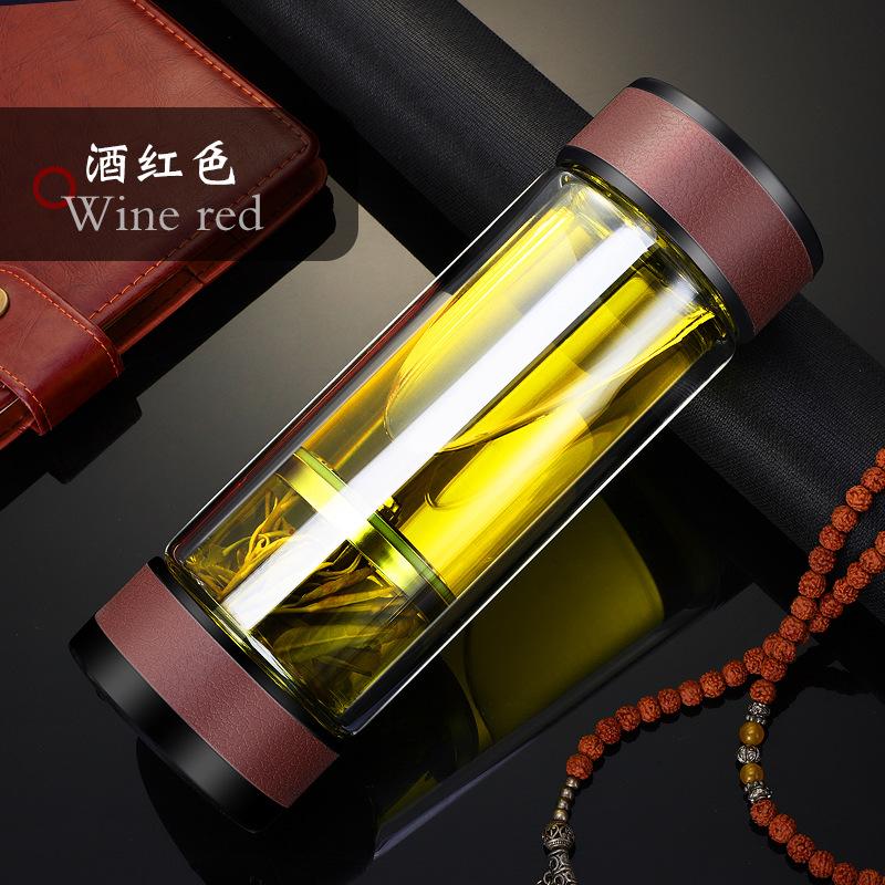 1PC,320ml Glass Tea Cup With Filter,Double Layer High Strength High Borosilicate Glass,Heat Resistant,High-end Gift Water Bottle