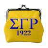 Sigma Gamma Rho 1922 SGR Print Mini Leather Purse Small Change Pouch with Kiss-Lock Clasp Closure Buckle Wallet for Women Gifts