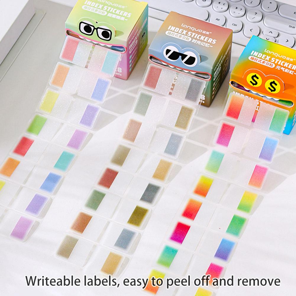 128 Sheets/Roll Pearlescent Transparent Index Sticker Colorful Funny Sticky Notes Marking Note Memo Pad Students Writing Supplies