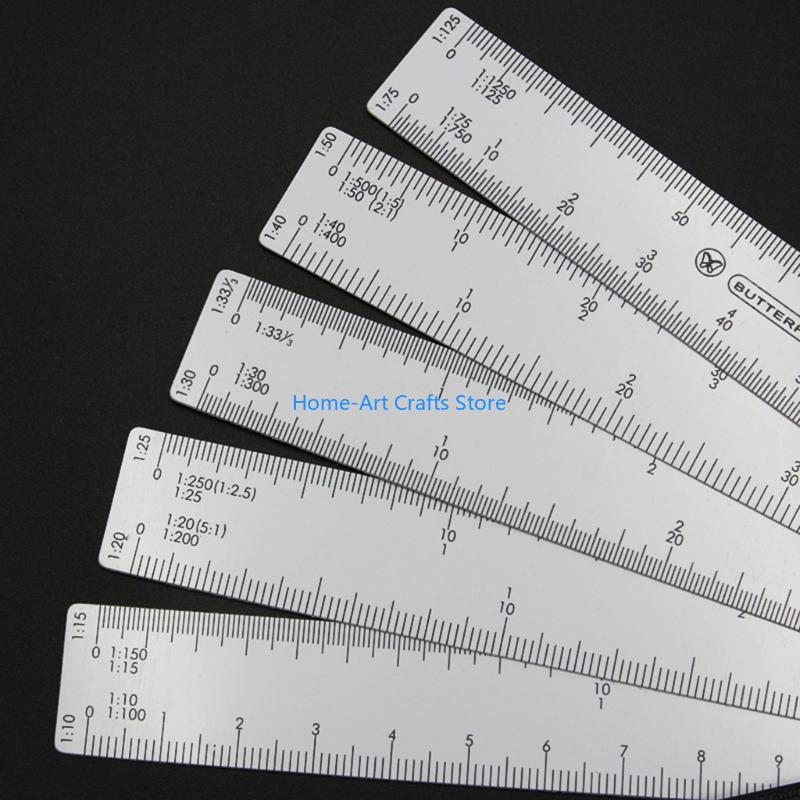 Y3NA Fan-Style Scale Ruler with 5 Flexible Ruler for Engineering Architects
