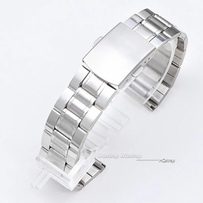 Stainless Steel Watch Band Universal Strap Folding Safety Buckle for Women Bracelet Strap 12 14mm 16mm 18mm 20mm 22mm Watch Belt 14mm