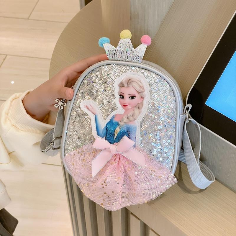 Children's Bag Cute Princess Bag Sequined PU Bag Children's Shoulder Bag Messenger Bag Bag Little Princess Portable Girl