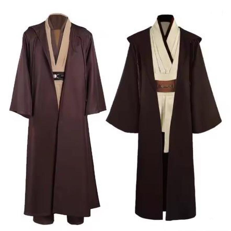 Men's Costume Robe Male Jedi Knight Tunic Costume Hooded Full Set Halloween Cosplay Cloak