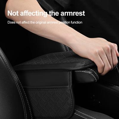 Armlehnenkissen fürs Auto, Ellenbogenstützkissen, Armlehnenbox-Polster mit beidseitiger Aufbewahrungstasche, Innentasche aus PU-Leder