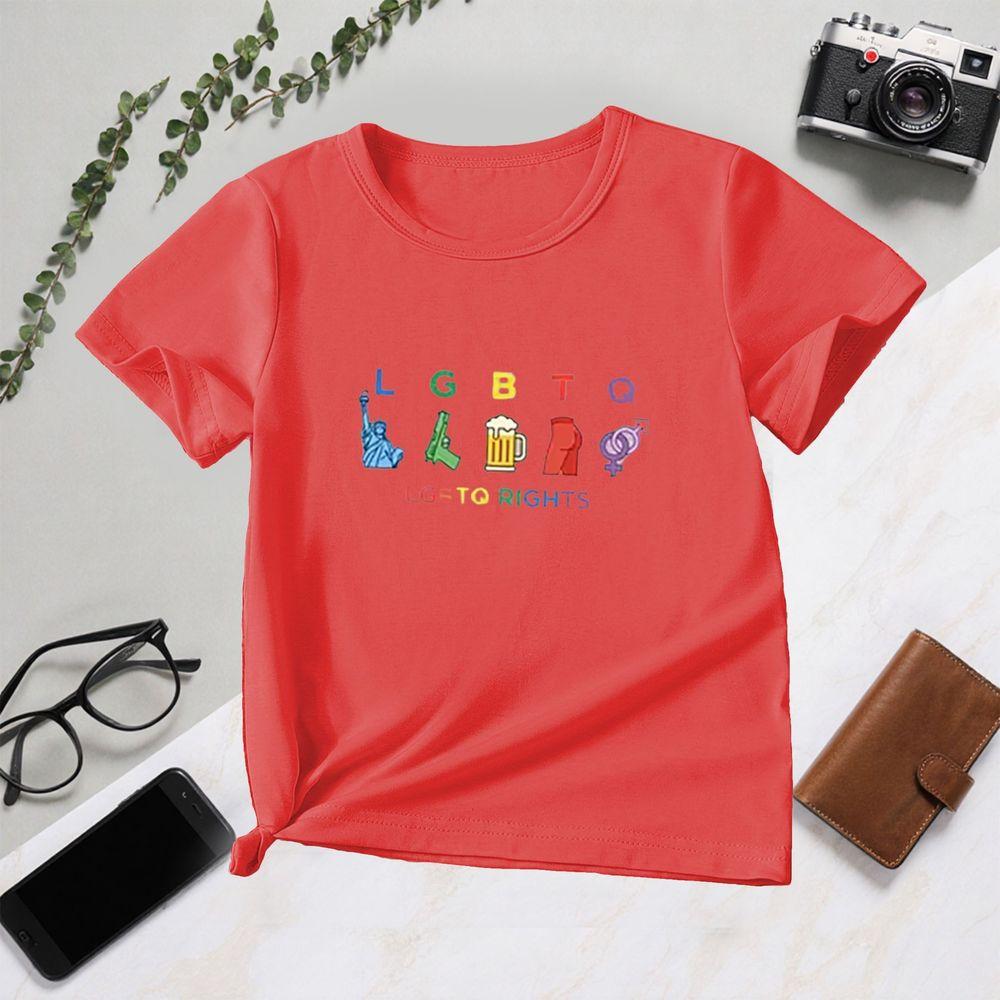 Women Short Sleeve Summer Colorful Letter Print LGBT Equality Fashion Casual Tops Y2k Streetwear