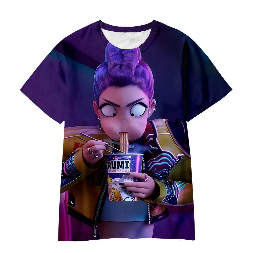 The Magic Hunter Team Short-sleeved Kpop Rumi, Mira and Zoe 3D Printed Cartoon Fashion and Youth for Children and Adults