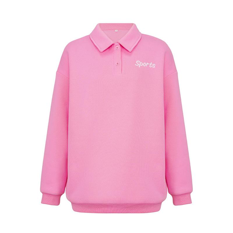 Abito in maglione rosa Barbie stile europeo e americano Abito in maglione in pile pullover a maniche lunghe con ricamo sportivo LOGO