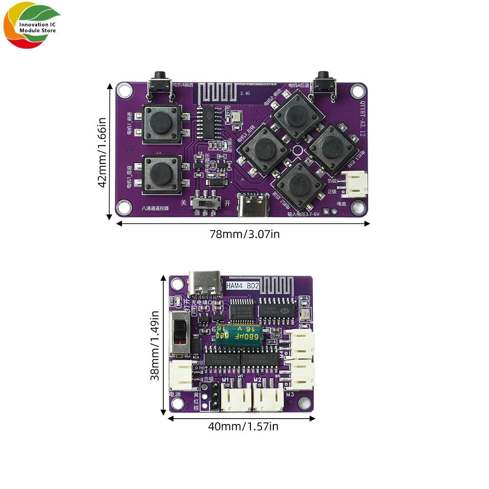 1.1G 8-Channel Remote Control Receiver Kit for DIY Wireless Toy Cars and Robots with 111M Range Stable Performance