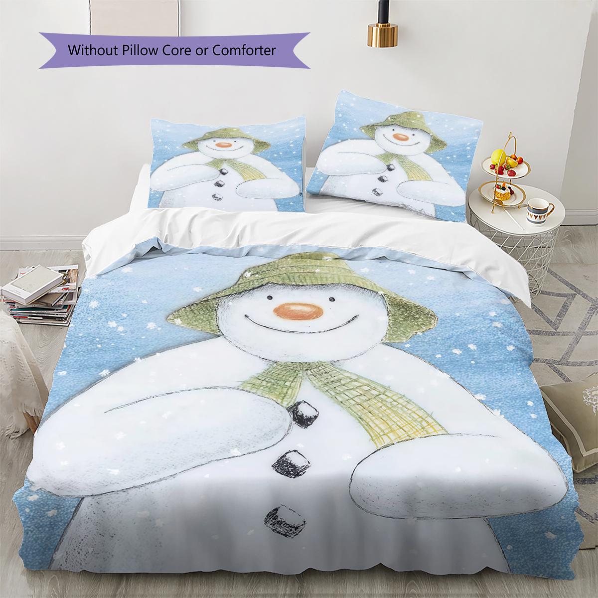 

The Snowman Pattern Bedding,Quilt Set Quilt Cover Pillowcase Home Birthday Gift (1 * duvet cover + 2 * pillowcase, without core) 135x200cm