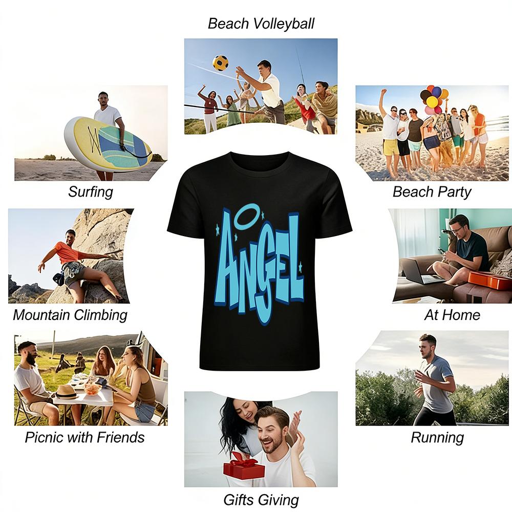 Kids Cute Angel Print Long/Short Sleeve T-shirt Casual Soft Cotton Top for Boys Girls Daily Wear Pure Cotton T-shirt
