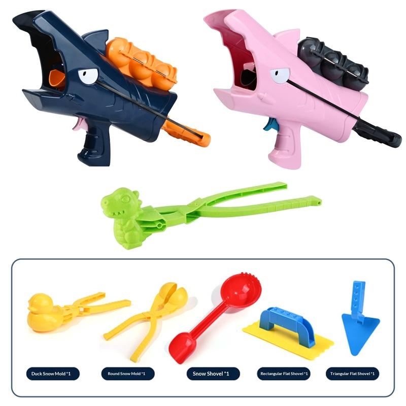 Generic Cartoon Shark Snowball Gun And Cartoon Duck Snowball Clip Soft Launcher Kids Outdoor Winter Snow Fight Play Toy