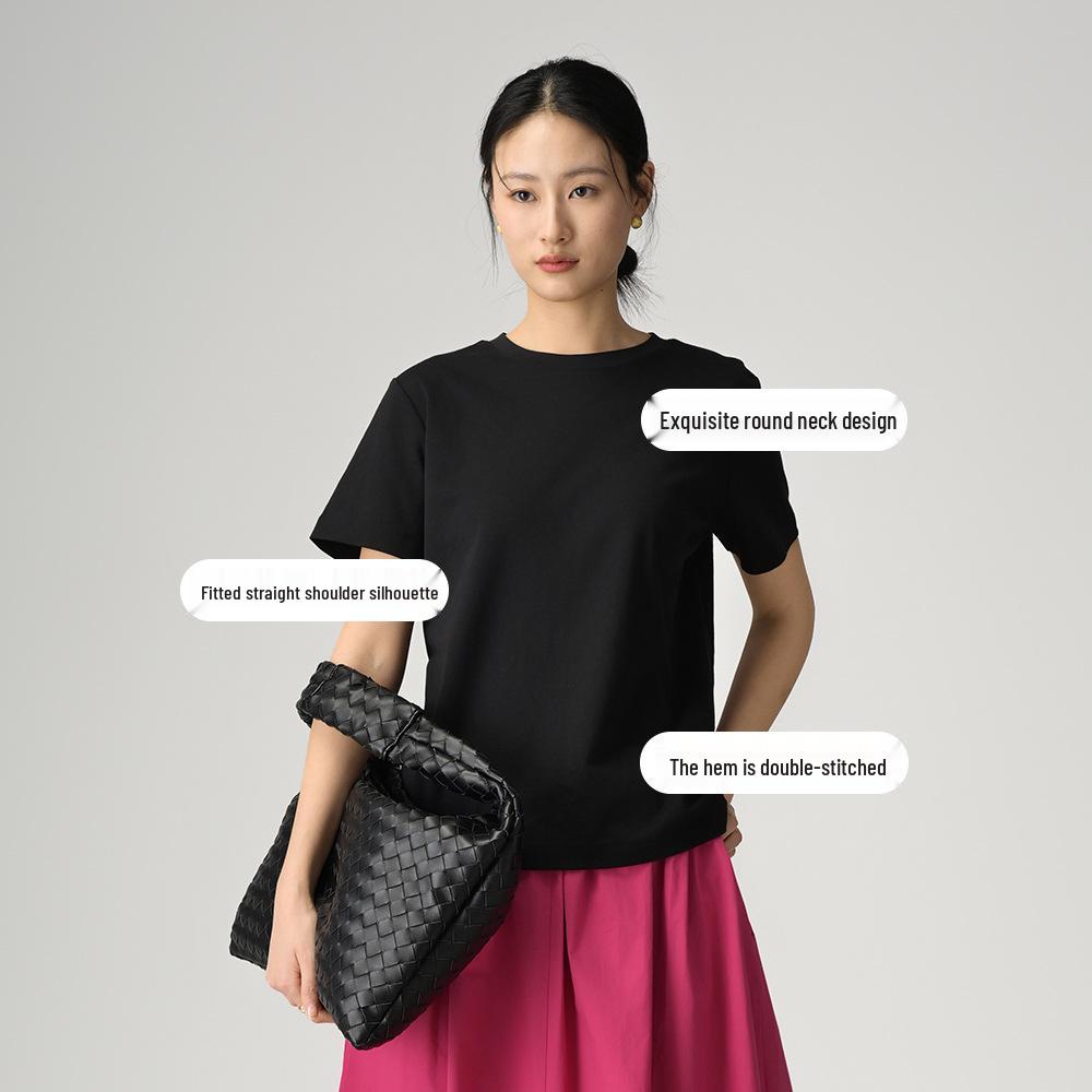 

ABOUTSEA Women s Spring Cotton Minimalist Round Neck Short Sleeve T-Shirt S