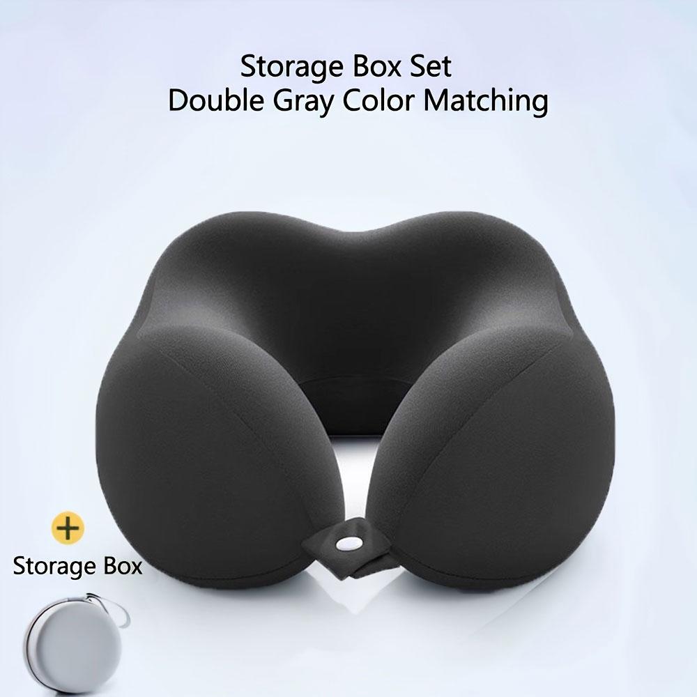 

Travel Neck Pillows for Airplane Adults, Memory Foam Neck Support Travelling Pillow with Washable Cotton Pillowcases and Storage Bag, for Car, Train