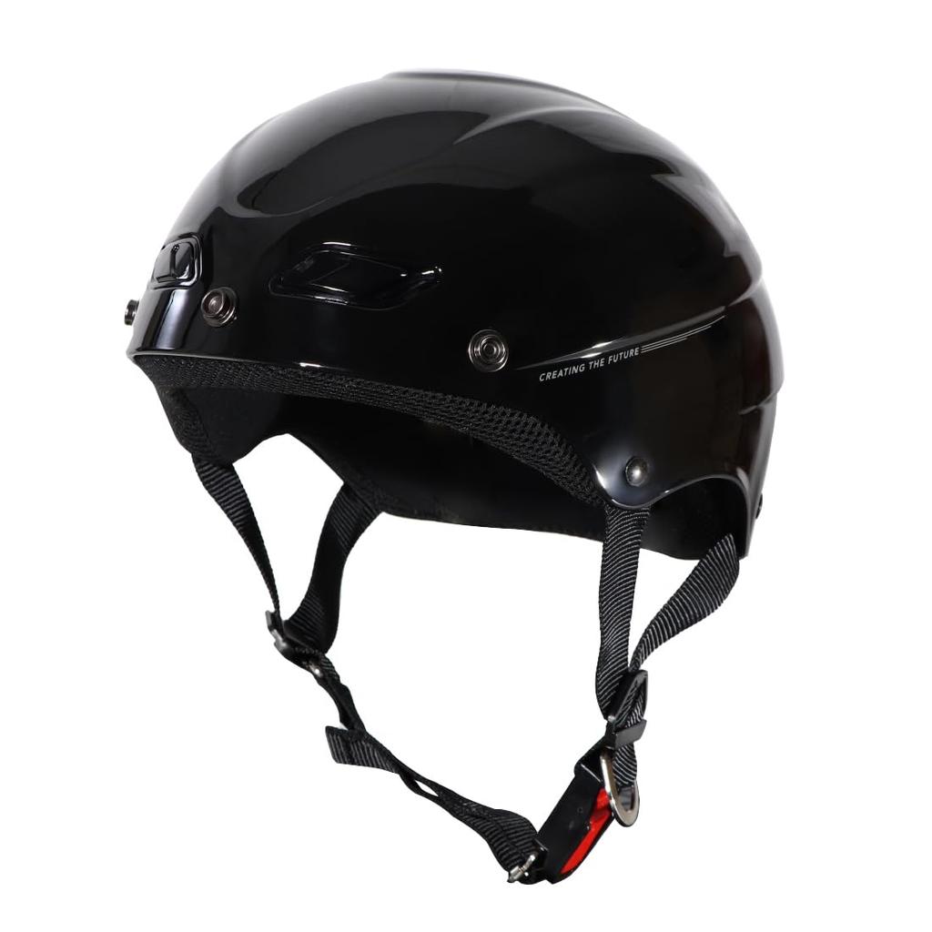 MOTO BASE SG/PSC Standard Airy Half Helmet for Motorcycles | MBHL-HF01 | Black | One Size Fits Most (57-60cm)