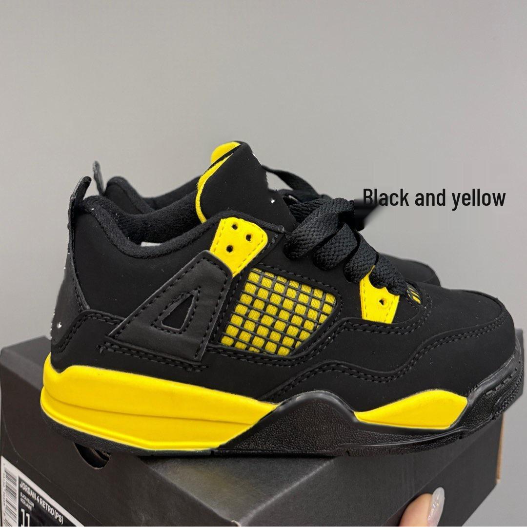 

Унісекс баскетбольні кросівки AJ4 2025 року для дітей та батьків 30 жовтий/чорний