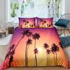Tropical Coconut Palm Tree Duvet Cover King Queen Size Hawaii Sunset Bedding Set 3pcs Polyester Quilt Cover