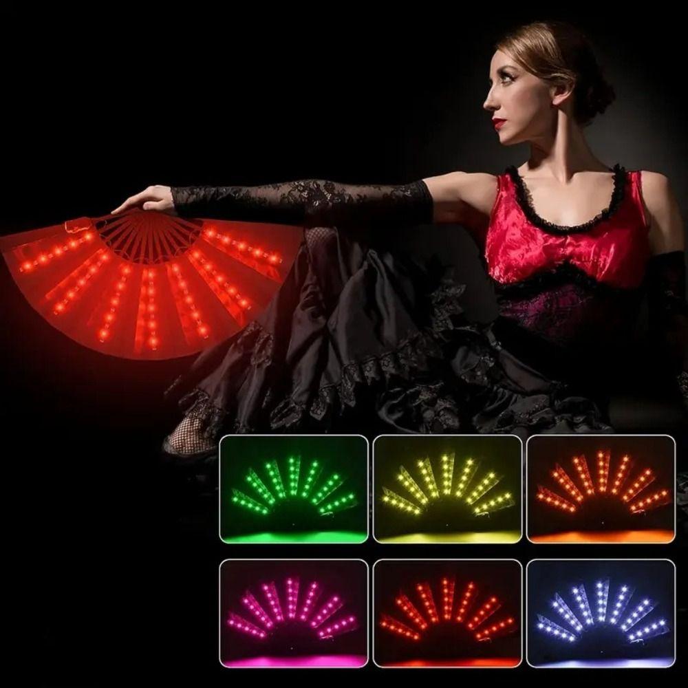 Creative Glow Folding LED Fan Portable Glow In The Dark Dancing Light Fan Festivals Colorful Glowing Hand Fan Party Performance