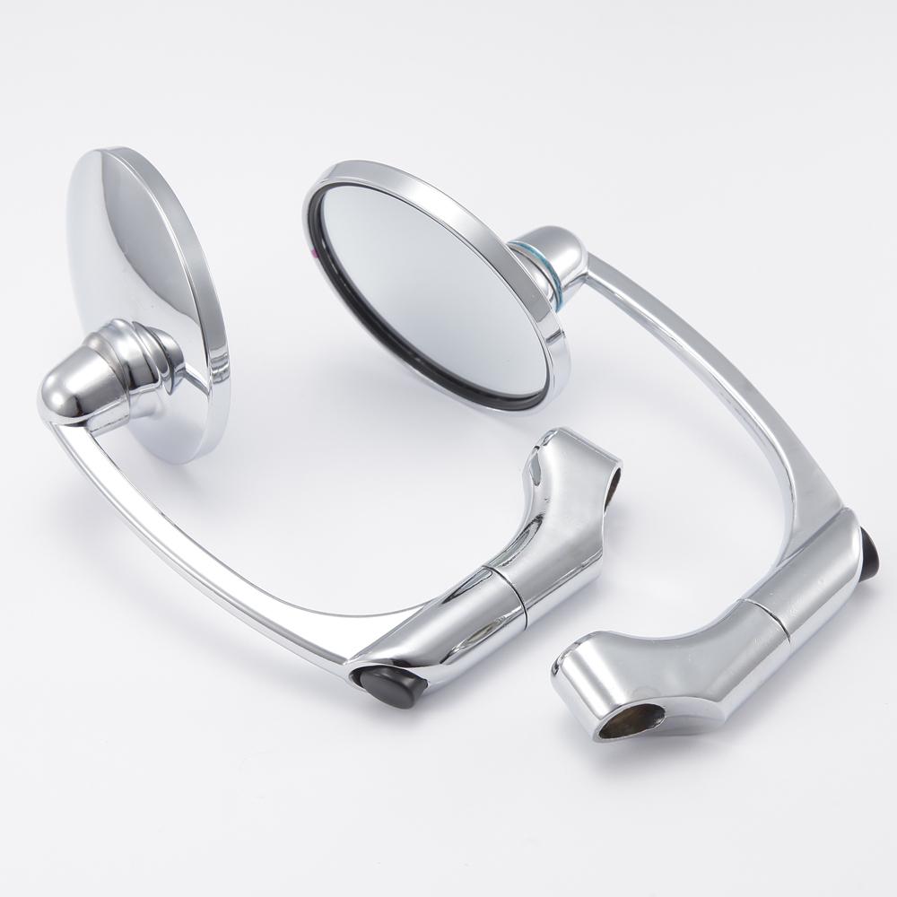 1 paar 10mm Motorrad Chrome Runde Bar End Roller Zubehör Rück Seite Spiegel Einstellbar Für Cafe