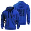 Mens Hooded Sweatshirt With QR Code Print Slim Fit Cotton Blend Pullover Casual Winter Wear