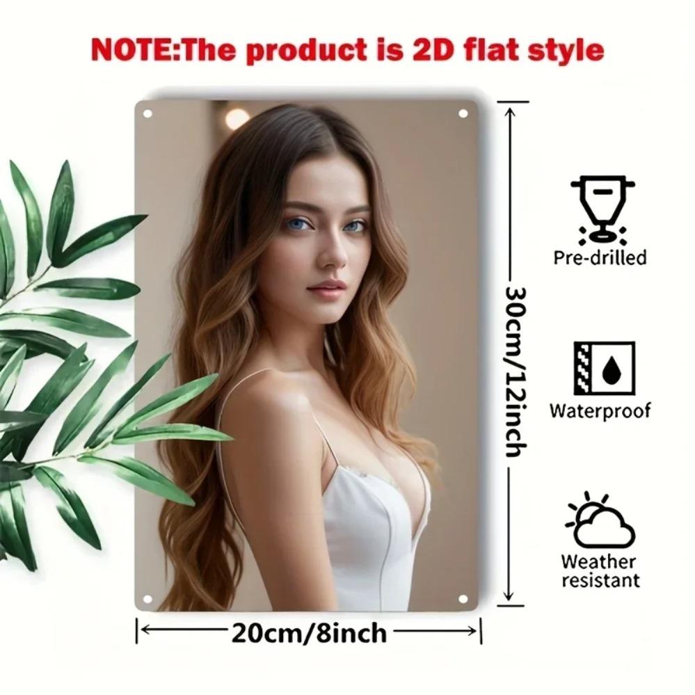 Vintage Metal Woman Portrait Sign Iron Wall Decor Art for Home Cafe Bar Gift