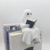 Cute Spooky Ghost Figurine Sitting Halloween Ghost Figurine Gift Ghost Reading Statue  Office Decor