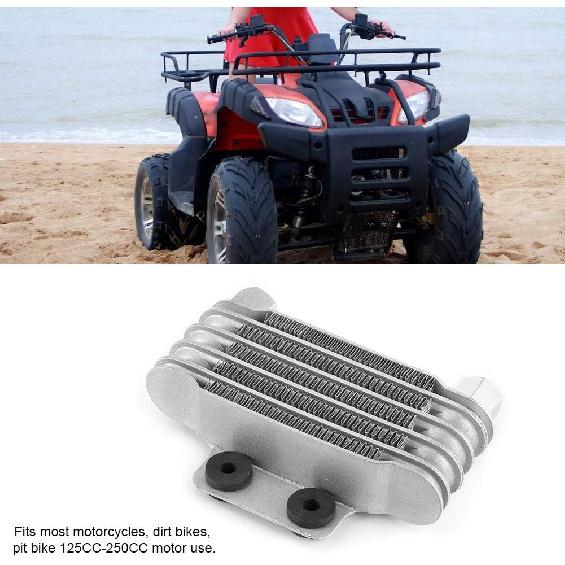 Zestaw Chłodnicy Oleju, Stop Aluminium 5-rzędowy Uniwersalny Chłodnica Oleju Silnika Radiator Chłodzący Zamiennik do Motocykla Dirt Bike ATV Pit Bike, Srebrny