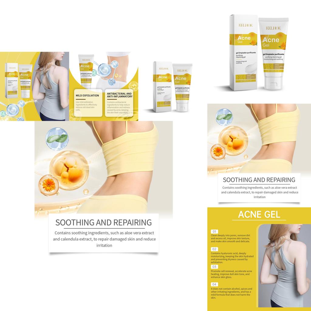 Eelhoe Soothing Acne Gel For Back Acne Gentle Skin Care Hydrating Formula 60ml