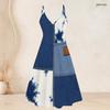 Women Plus Size Two Piece Set Blue Beige White Printed Short Sleeve Cardigan V Neck Strappy Flared Dress