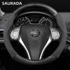 Wildleder Kohlefaser Prägung Lenkradbezug 38CM für Nissan Qashqai Juke J10 J11 X-Trail T32 T31 Kicks Tida Pathfinder